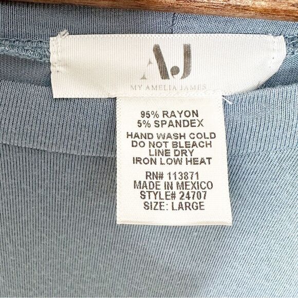 Amelia James Bell Sleeve Tunic Top Blue Size Large - Picture 4 of 9